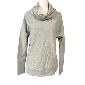 Lululemon Sweatshirt Womens Medium Gray Cowl Neck Pullover Zip Pockets Logo